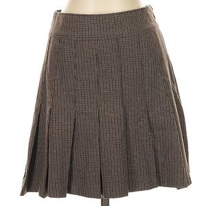 Abercrombie & Fitch Brown Houndstooth Check Plaid Pleated Mini Skirt S
